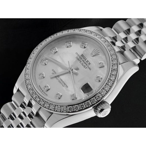 Montre Rolex Datejust 31 mm avec cadran en nacre et diamant en acier inoxydable
