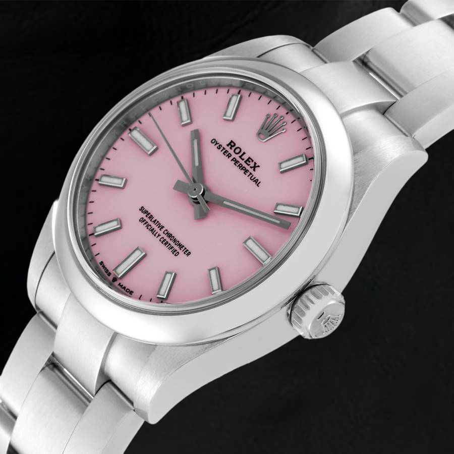 Montre pour homme Rolex huître Perpétuelle 31 mm avec cadran lumineux rose bonbon en acier inoxydable