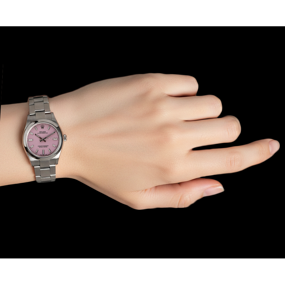 Montre pour homme Rolex huître Perpétuelle 31 mm avec cadran lumineux rose bonbon en acier inoxydable P3