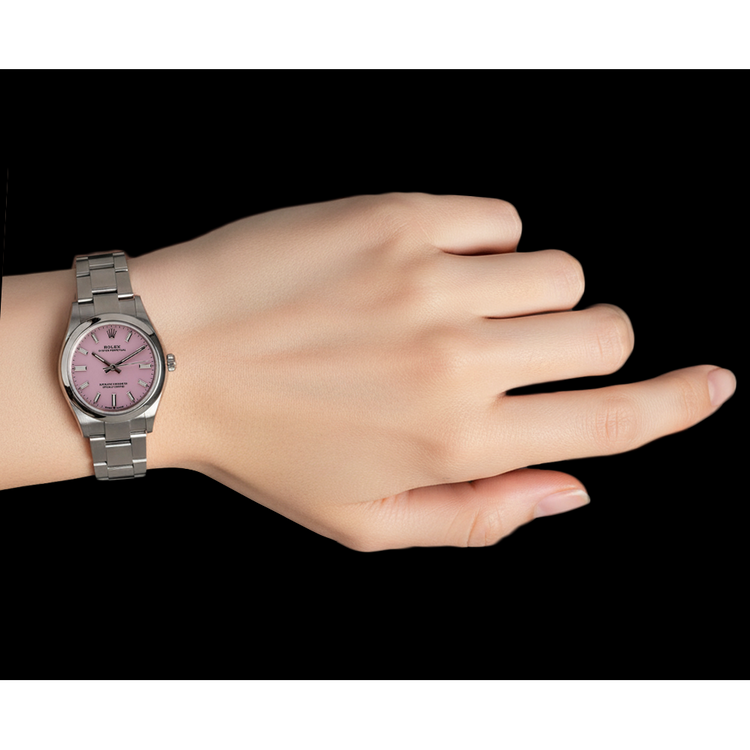 Montre pour homme Rolex huître Perpétuelle 31 mm avec cadran lumineux rose bonbon en acier inoxydable P3