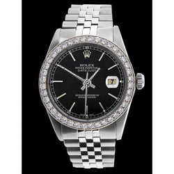 Montre pour hommes à cadran bâton noir Rolex Datejust jubilé acier inoxydable ensemble rapide