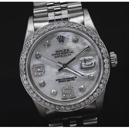 Montre pour hommes avec lunette en diamant personnalisée, cadran de vadrouille, Rolex datejust, bracelet acier inoxydable