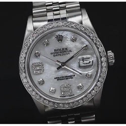 Montre pour hommes avec lunette en diamant personnalisée, cadran de vadrouille, Rolex datejust, bracelet acier inoxydable, ensemble rapide