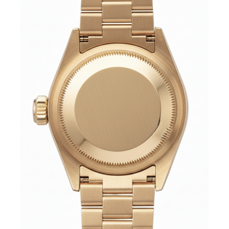 Montre présidentielle à cadran bâton noir Datejust Rolex, lunette en or et diamants