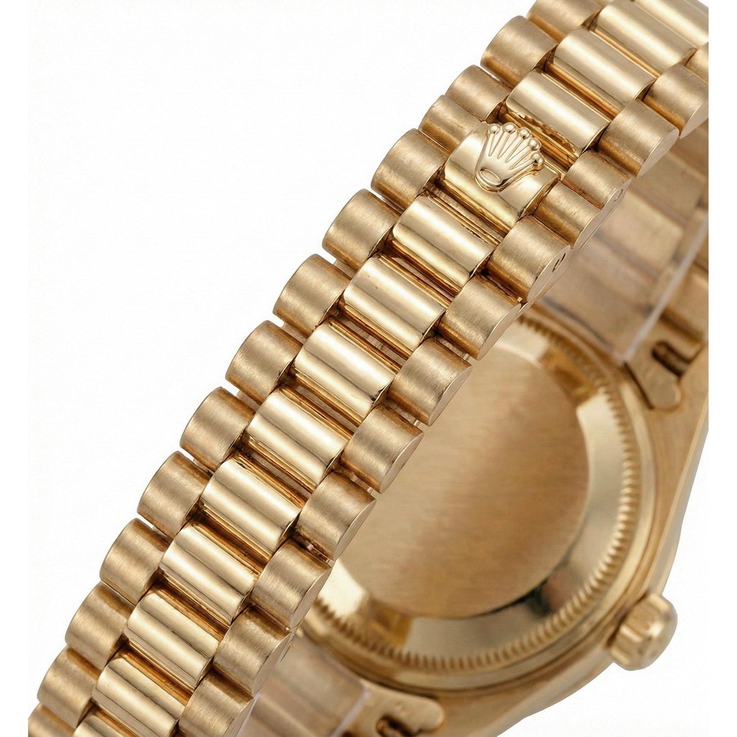 Montre présidentielle à cadran bâton noir Datejust Rolex, lunette en or et diamants