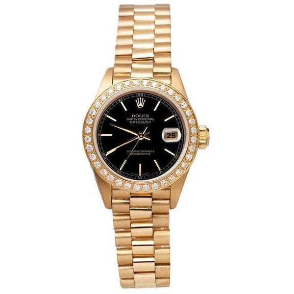 Montre présidentielle à cadran bâton noir Datejust Rolex
