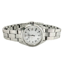 Montre femme Rolex Date blanche romaine en acier inoxydable 26 mm