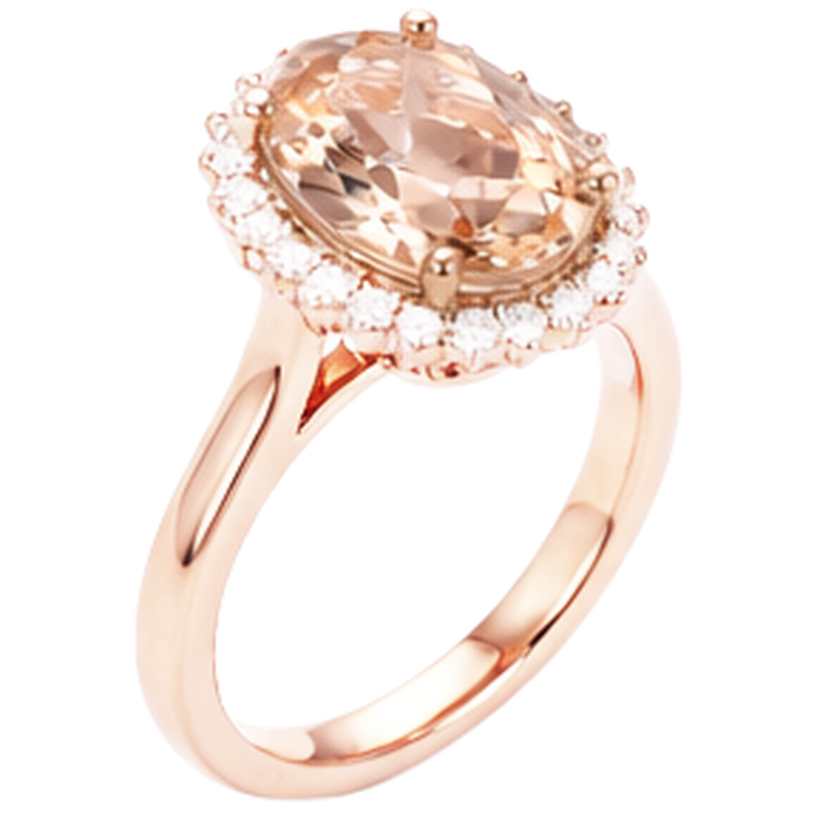 Morganite Avec Diamants Naturels Extraits des Mines ( et non cultivés en laboratoire ) 11.75 Carats Alliance Or Rose 14K Nouveau