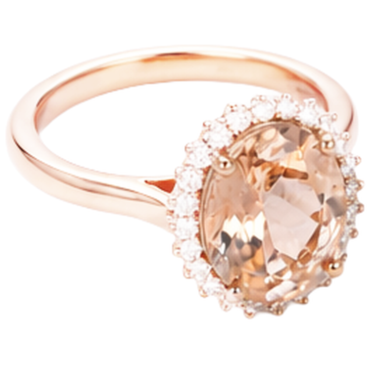 Morganite Avec Diamants Naturels Extraits des Mines ( et non cultivés en laboratoire ) 11.75 Carats Alliance Or Rose 14K Nouveau