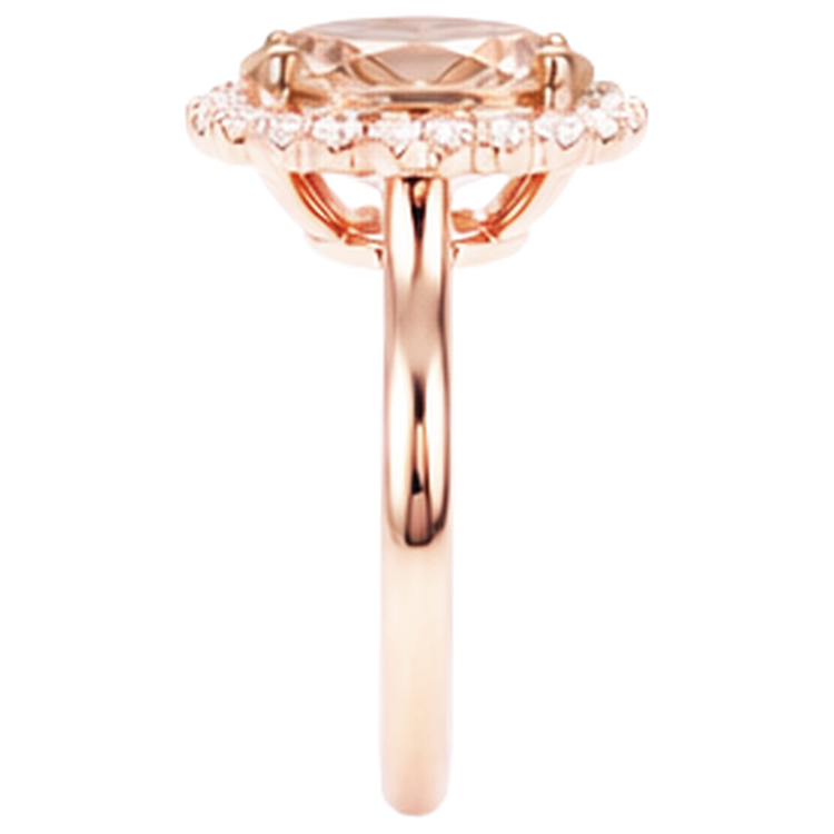 Morganite Avec Diamants Naturels Extraits des Mines ( et non cultivés en laboratoire ) 11.75 Carats Alliance Or Rose 14K Nouveau