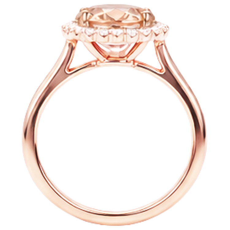 Morganite Avec Diamants Naturels Extraits des Mines ( et non cultivés en laboratoire ) 11.75 Carats Alliance Or Rose 14K Nouveau