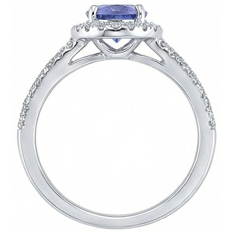 Mousseux 6.01 Ct. Bague Diamants Naturels Extraits des Mines ( et non cultivés en laboratoire ) Saphir Ceylan Rond Or Blanc 14K