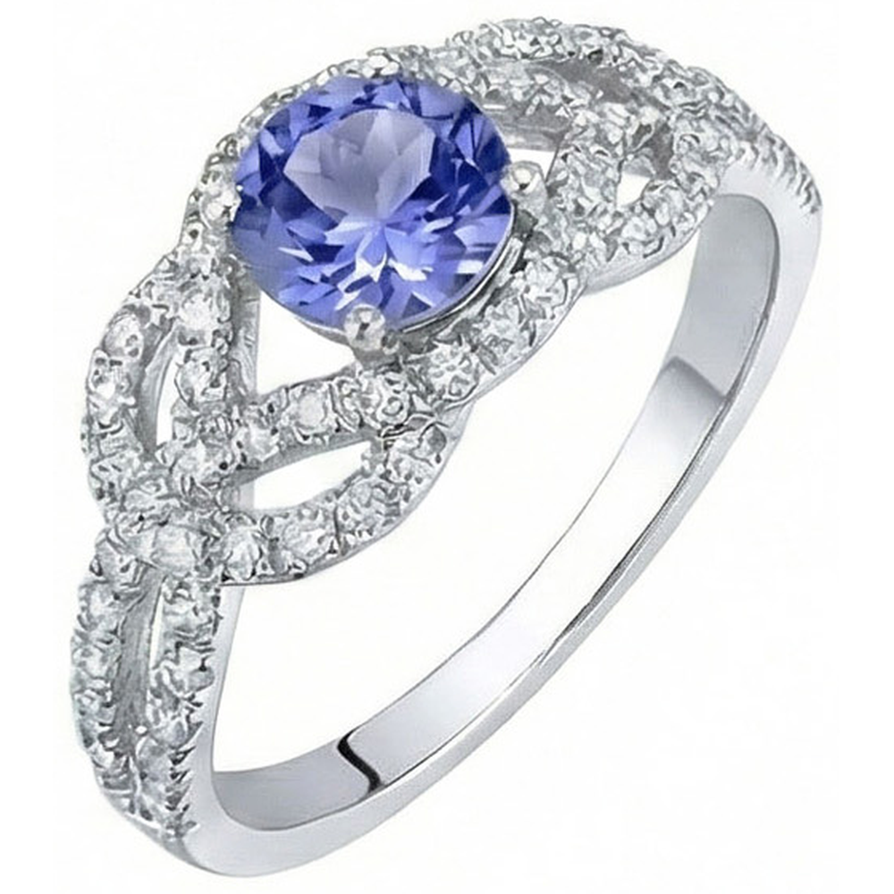Mousseux 6.01 Ct. Bague Diamants Naturels Extraits des Mines ( et non cultivés en laboratoire ) Saphir Ceylan Rond Or Blanc 14K
