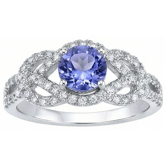 Mousseux 6.01 Ct. Bague Diamants Naturels Extraits des Mines ( et non cultivés en laboratoire ) Saphir Ceylan Rond Or Blanc 14K