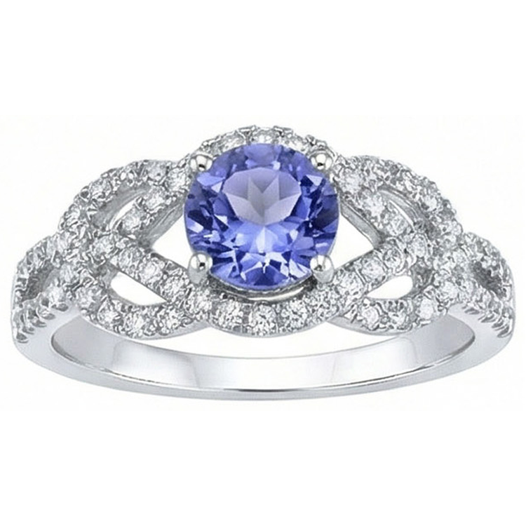 Mousseux 6.01 Ct. Bague Diamants Naturels Extraits des Mines ( et non cultivés en laboratoire ) Saphir Ceylan Rond Or Blanc 14K