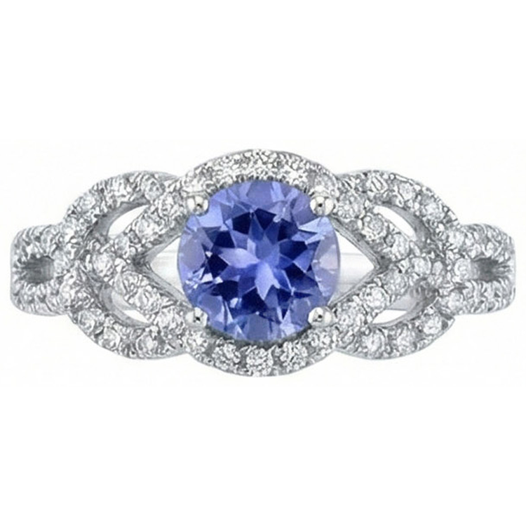 Mousseux 6.01 Ct. Bague Diamants Naturels Extraits des Mines ( et non cultivés en laboratoire ) Saphir Ceylan Rond Or Blanc 14K