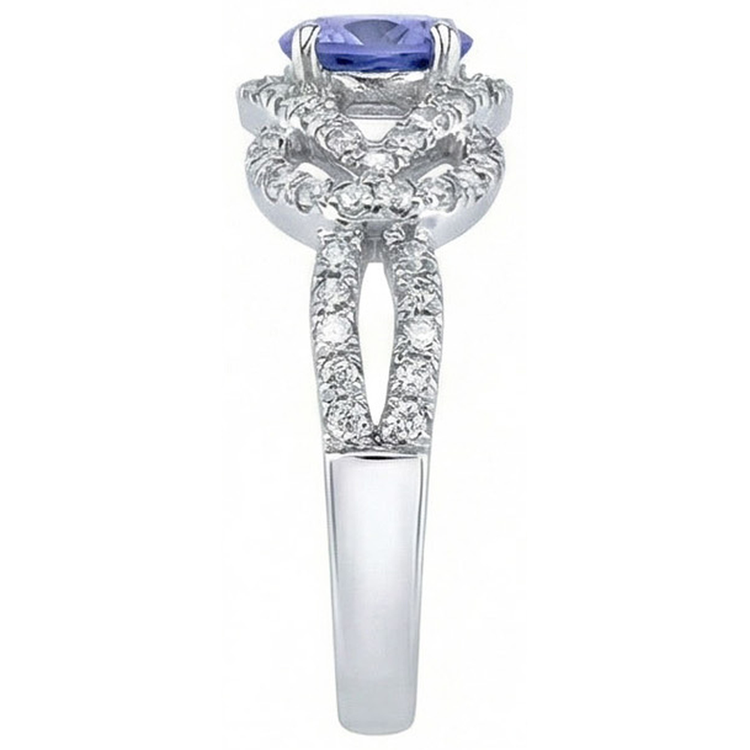 Mousseux 6.01 Ct. Bague Diamants Naturels Extraits des Mines ( et non cultivés en laboratoire ) Saphir Ceylan Rond Or Blanc 14K