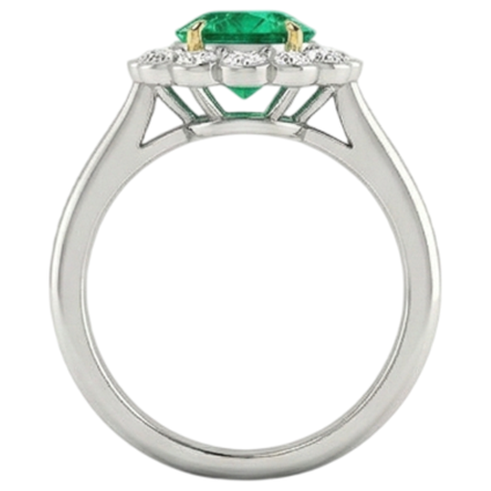 Taille Brillant Émeraude bague en Or Bicolore 14 Carats – vue de dessus