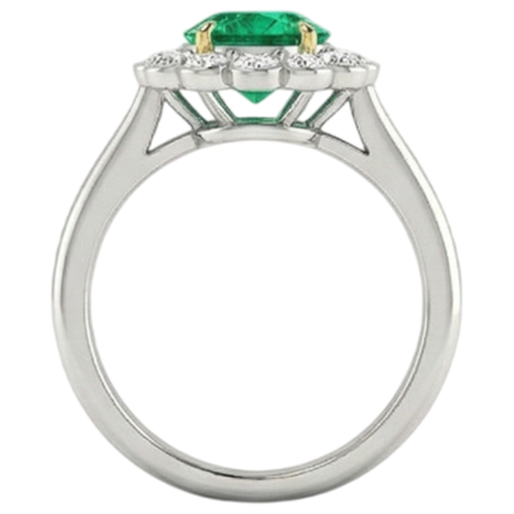 Taille Brillant Émeraude bague en Or Bicolore 14 Carats – vue de dessus