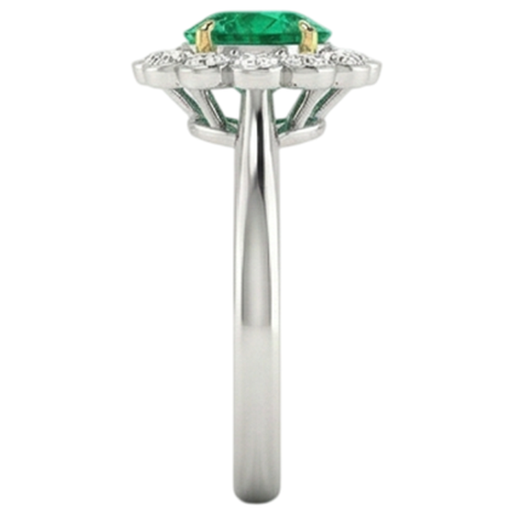 Émeraude Taille Brillant Bague Pierre Précieuse en Or Bicolore 14 Carats – vue de profil
