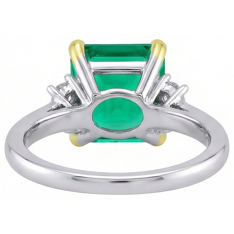 Asscher Émeraude Fine bague en Or Deux Tons 14 Carats – vue de dessus