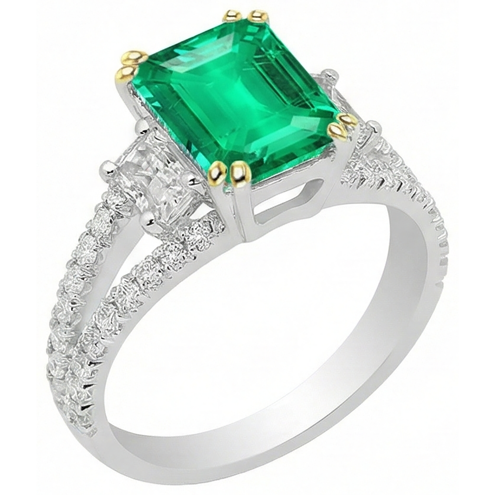 Émeraude Bague Pierre Précieuse – vue de côté