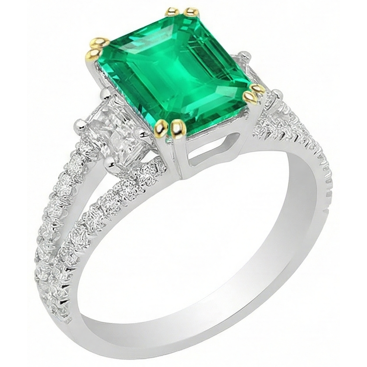 Émeraude Bague Pierre Précieuse – vue de côté