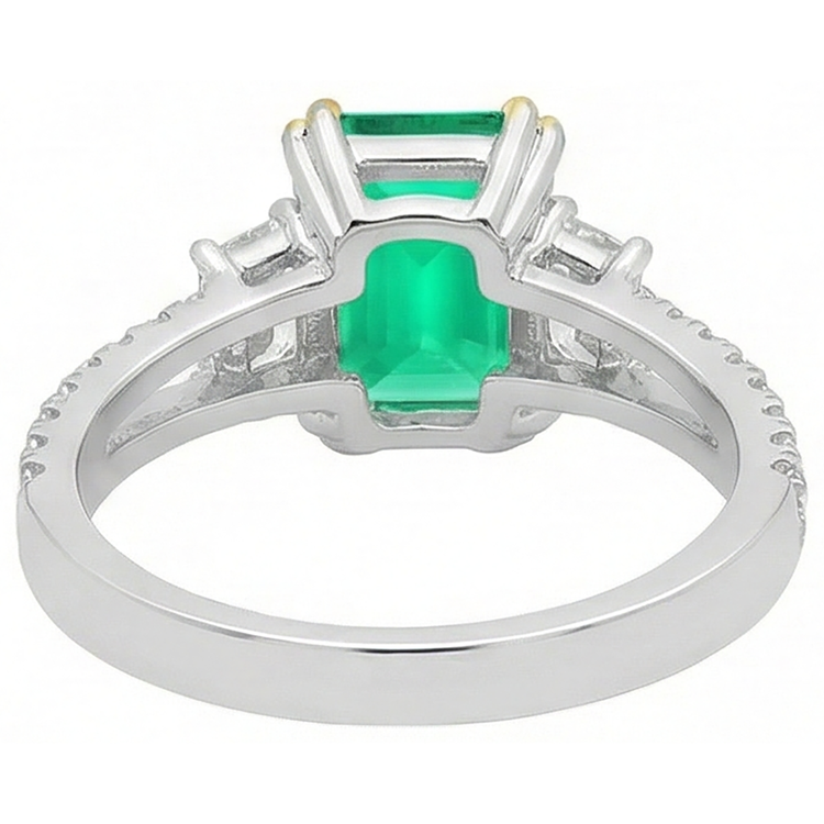 Bague Pierre Précieuse Or Bicolore 14 Carats avec Émeraude – vue de dessus