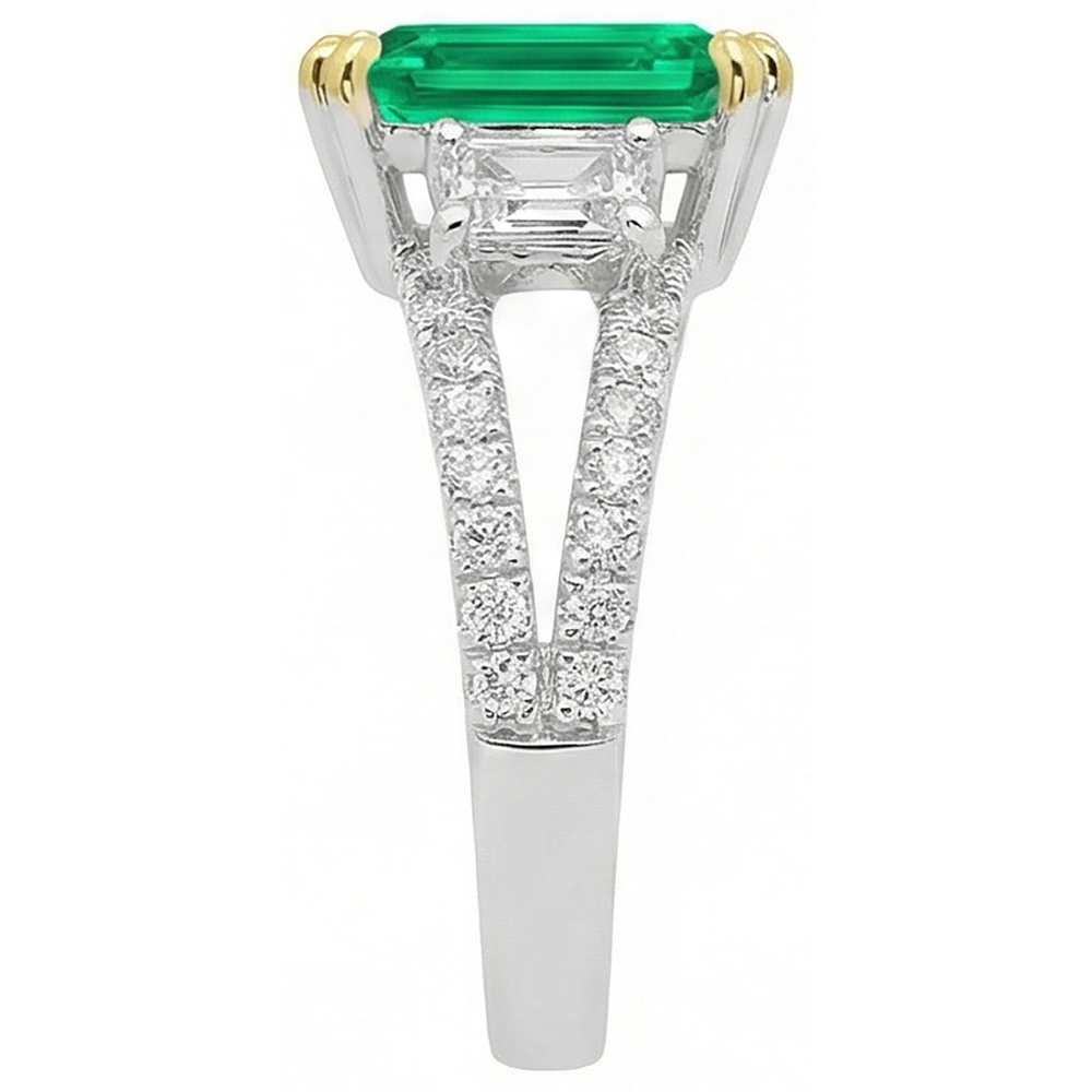 Chatoyant Émeraude Bague Pierre Précieuse 2 carats – vue de profil