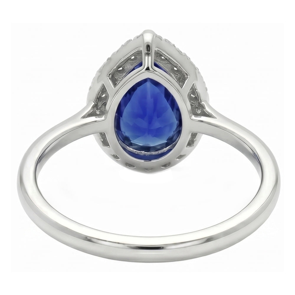 Saphir Bleu Bleuet Bague Pierre de Couleur 2-carats Or Blanc 14 Carats – vue de profil