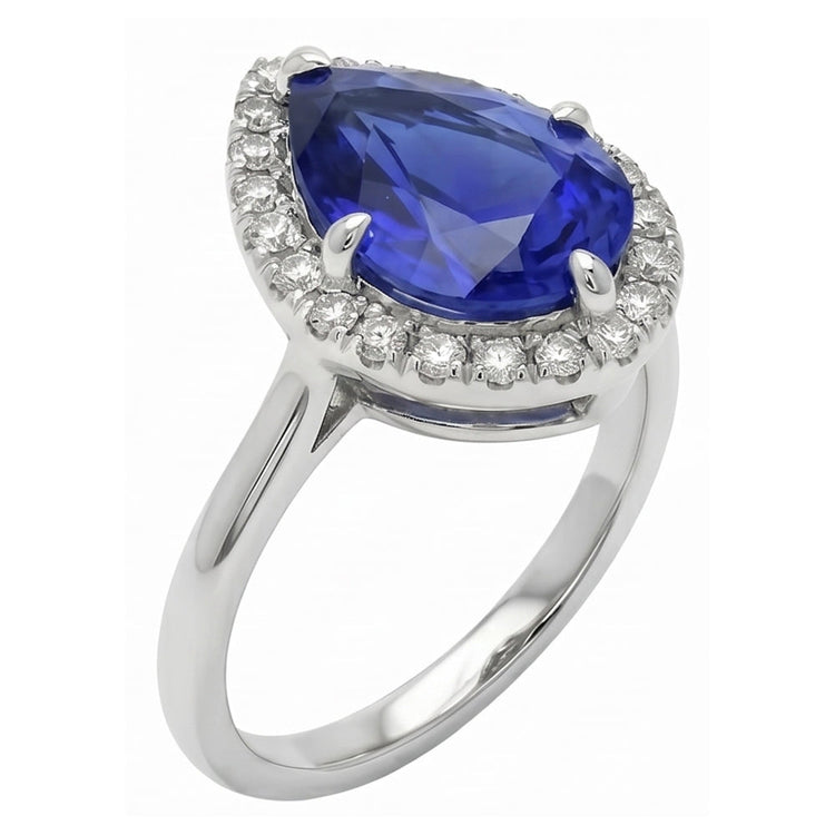 Saphir Bleu Bleuet Bague Pierre de Couleur – vue principale