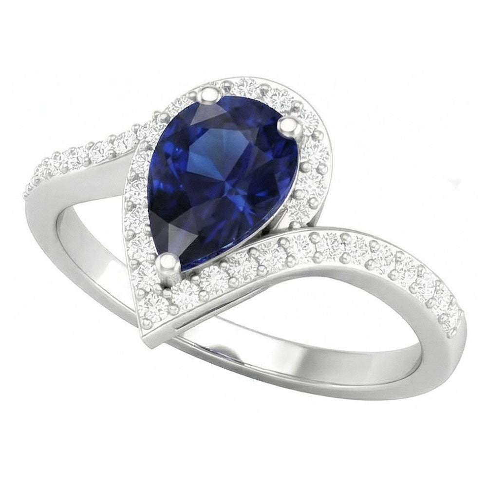 Saphir Bleu Royal Bague Pierre Précieuse – vue de face