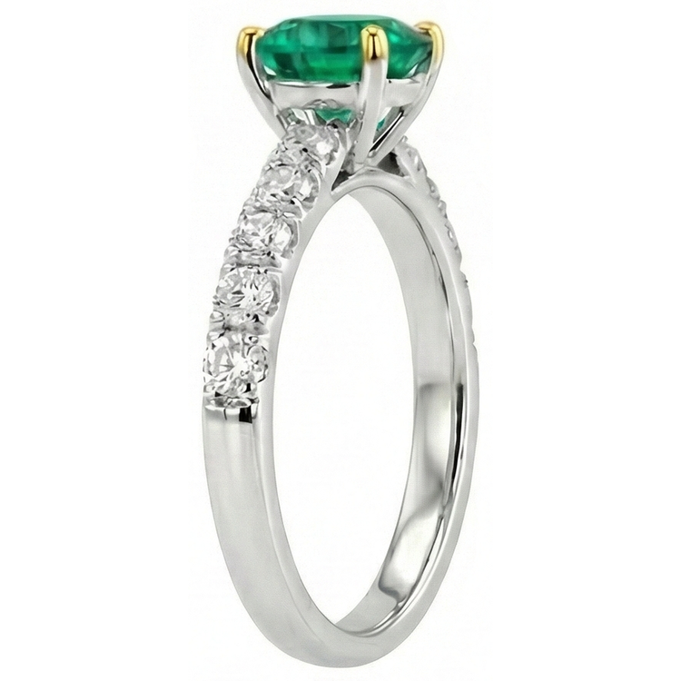 Émeraude Colombienne Bague Pierre Précieuse 2-carats Or 14K Bicolore – vue de dessus
