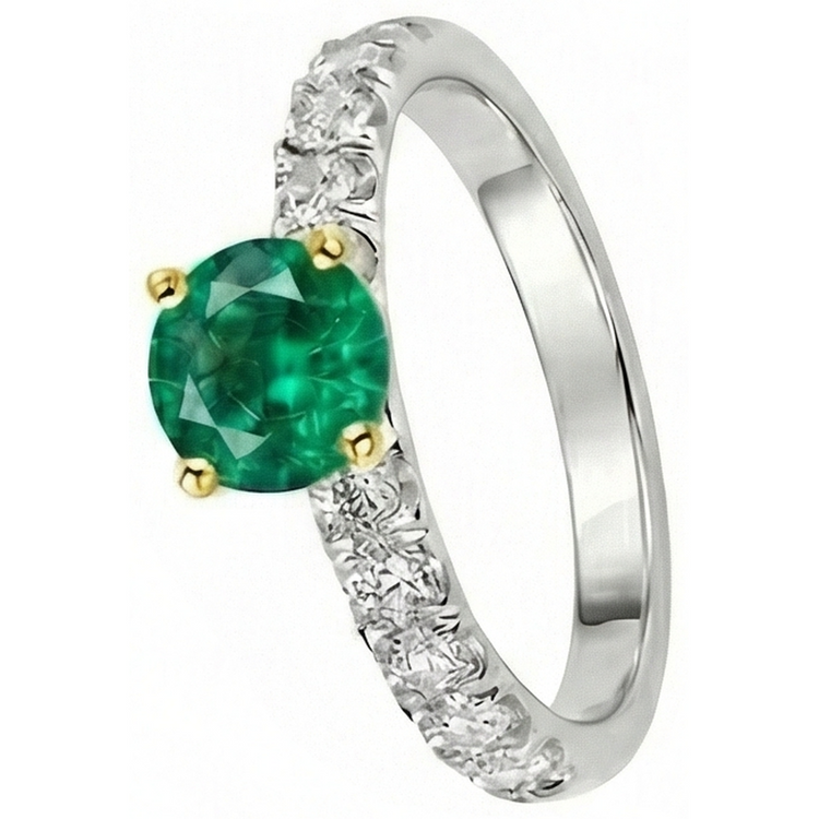 Sophistiqué Émeraude Colombienne Bague Pierre Précieuse 2 carats – vue de profil