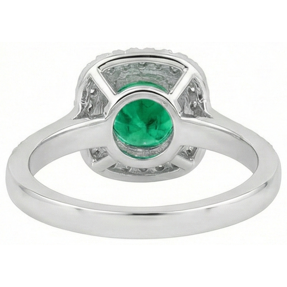 Émeraude Bague Pierre de Couleur 2 carats Or Deux Tons 14 Carats – vue de dessus