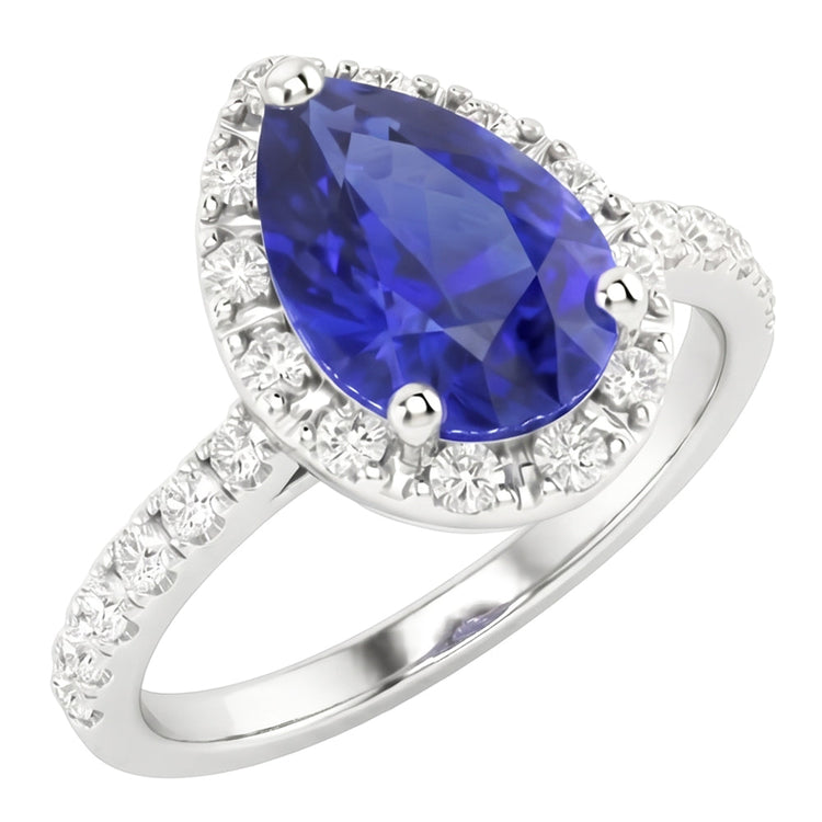 Saphir Bleu Bleuet Bague Pierre de Couleur – vue principale