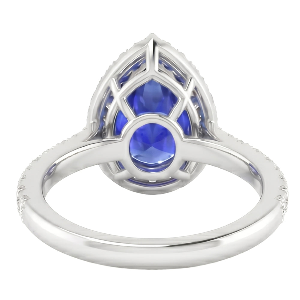 Saphir Bleu Bleuet Bague Pierre de Couleur 2,50-carats Or Blanc 14 Carats – vue de profil