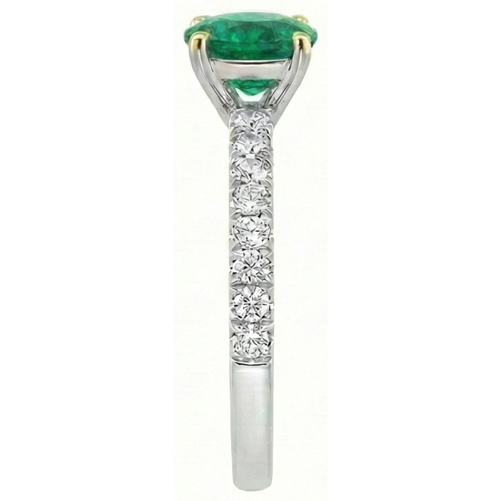 Taille Brillant Émeraude Fine bague en Or 14K Bicolore – vue arrière