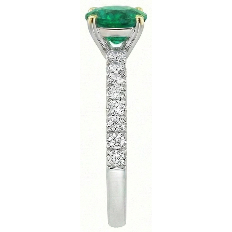 Taille Brillant Émeraude Fine bague en Or 14K Bicolore – vue arrière