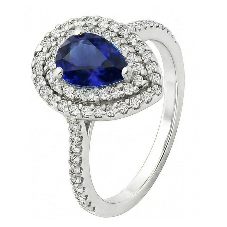 Saphir Bleu Royal Bague Pierre Précieuse – vue d'angle