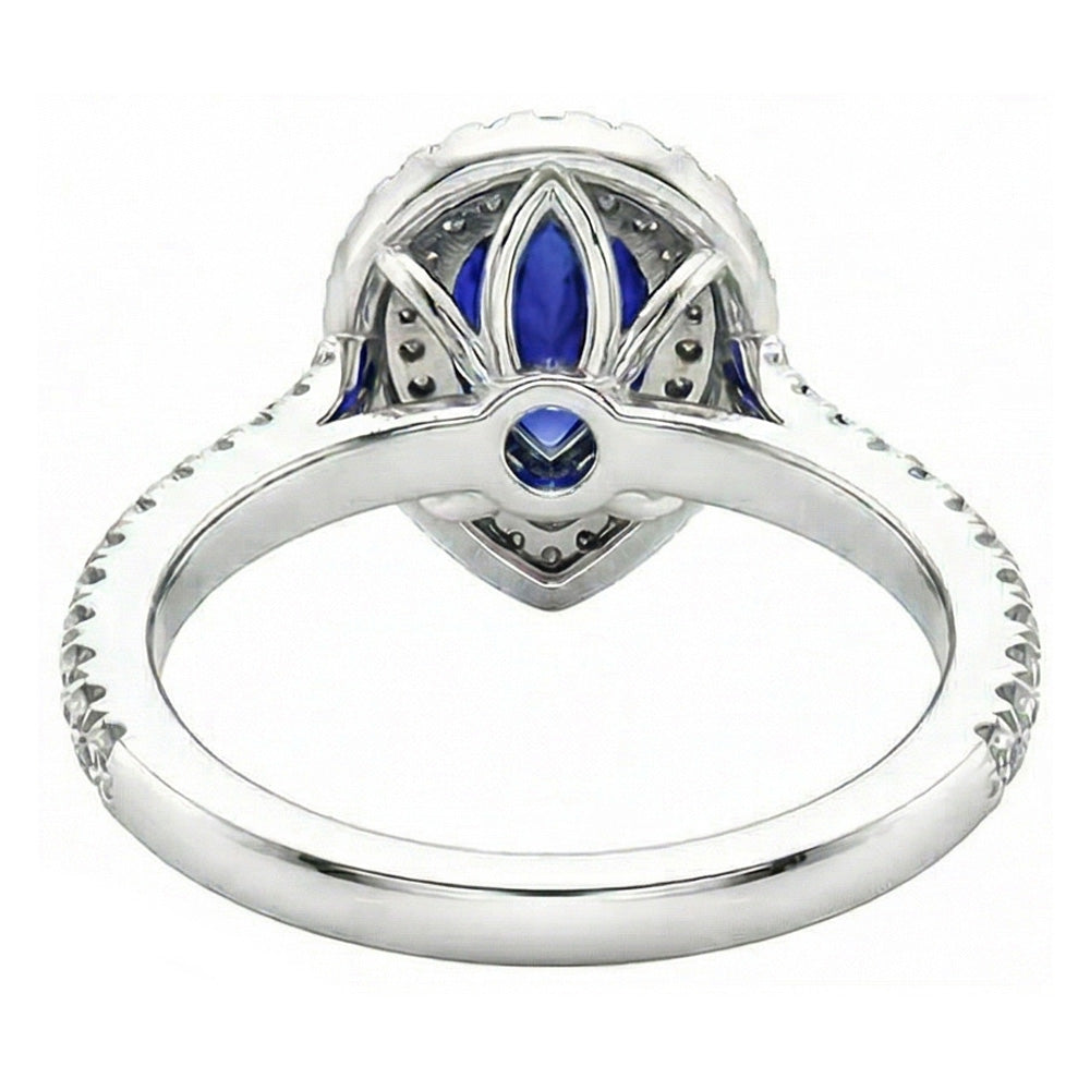 Saphir Bleu Royal Bague Pierre Précieuse – vue de profil