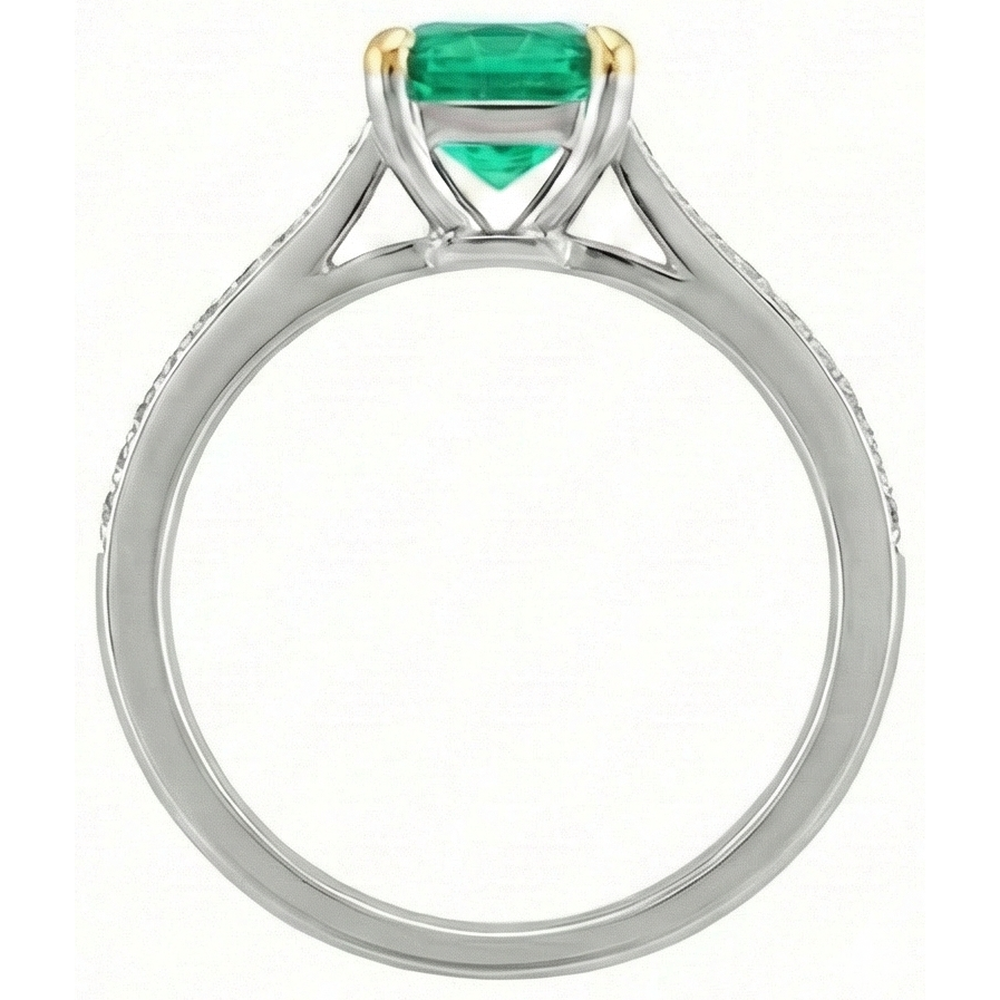 Bague avec Gemme Or Bicolore 14 Carats avec Émeraude Colombienne – vue détaillée