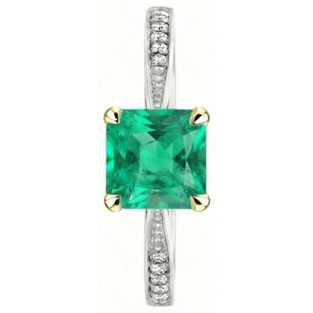 De luxe Émeraude Colombienne Bague avec Gemme 3,50 carats – vue de dessus