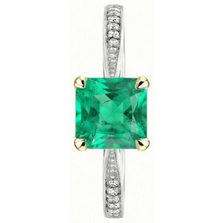 De luxe Émeraude Colombienne Bague avec Gemme 3,50 carats – vue de dessus
