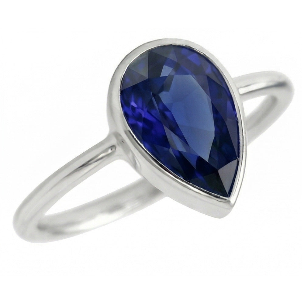 Saphir Bleu Royal Bague Pierre de Couleur 1,50-carats Or Blanc 14 Carats – vue de côté