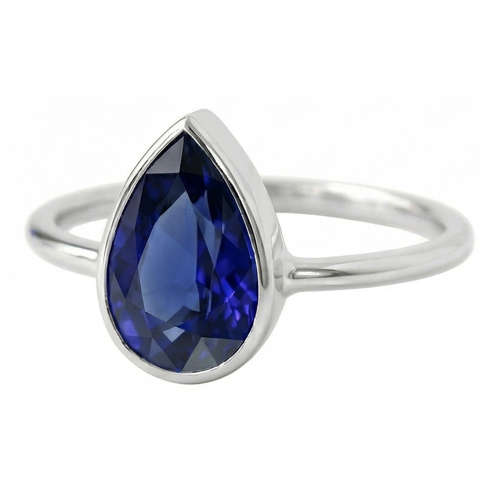 Saphir Bleu Royal Bague Pierre de Couleur 1,50 carats Or Blanc 14 Carats – vue d'angle