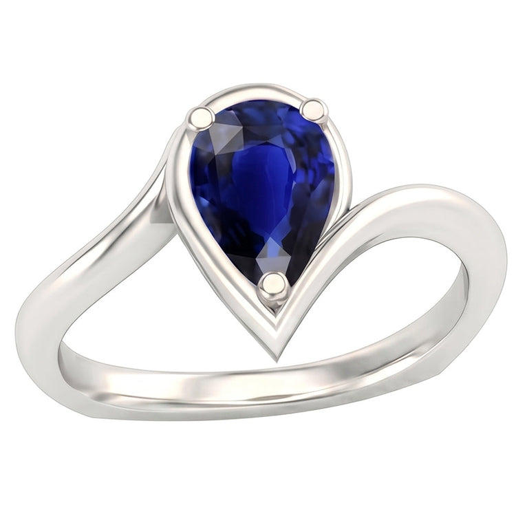 Saphir Bleu Bleuet Bague avec Gemme – vue de côté