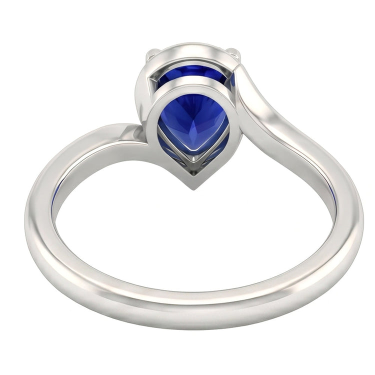 Saphir Bleu Bleuet Bague avec Gemme 1,50 carats White Gold – vue de profil