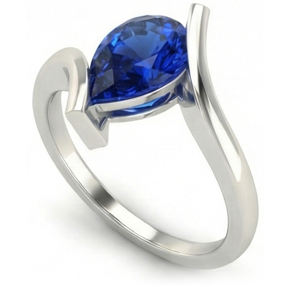 Saphir Bleu Bleuet Bague Pierre de Couleur – vue principale