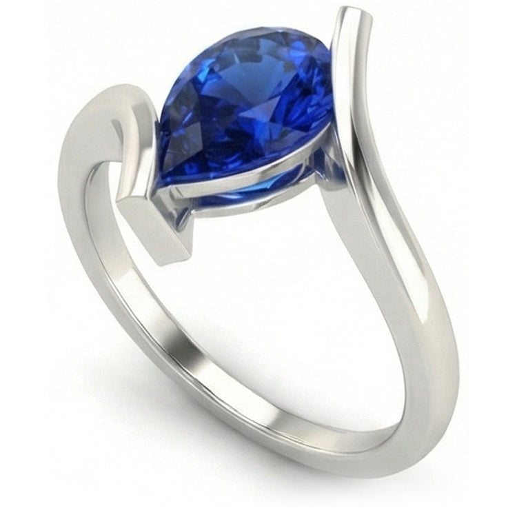 Saphir Bleu Bleuet Bague Pierre de Couleur – vue principale